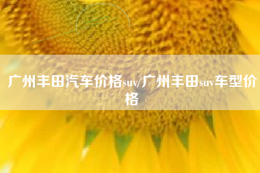 广州丰田汽车价格suv/广州丰田suv车型价格
